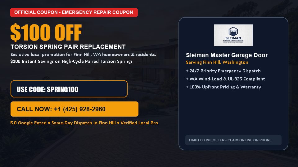 Sleiman Master Garage Door $100 OFF Dual Torsion Spring Replacement in Finn Hill, WA