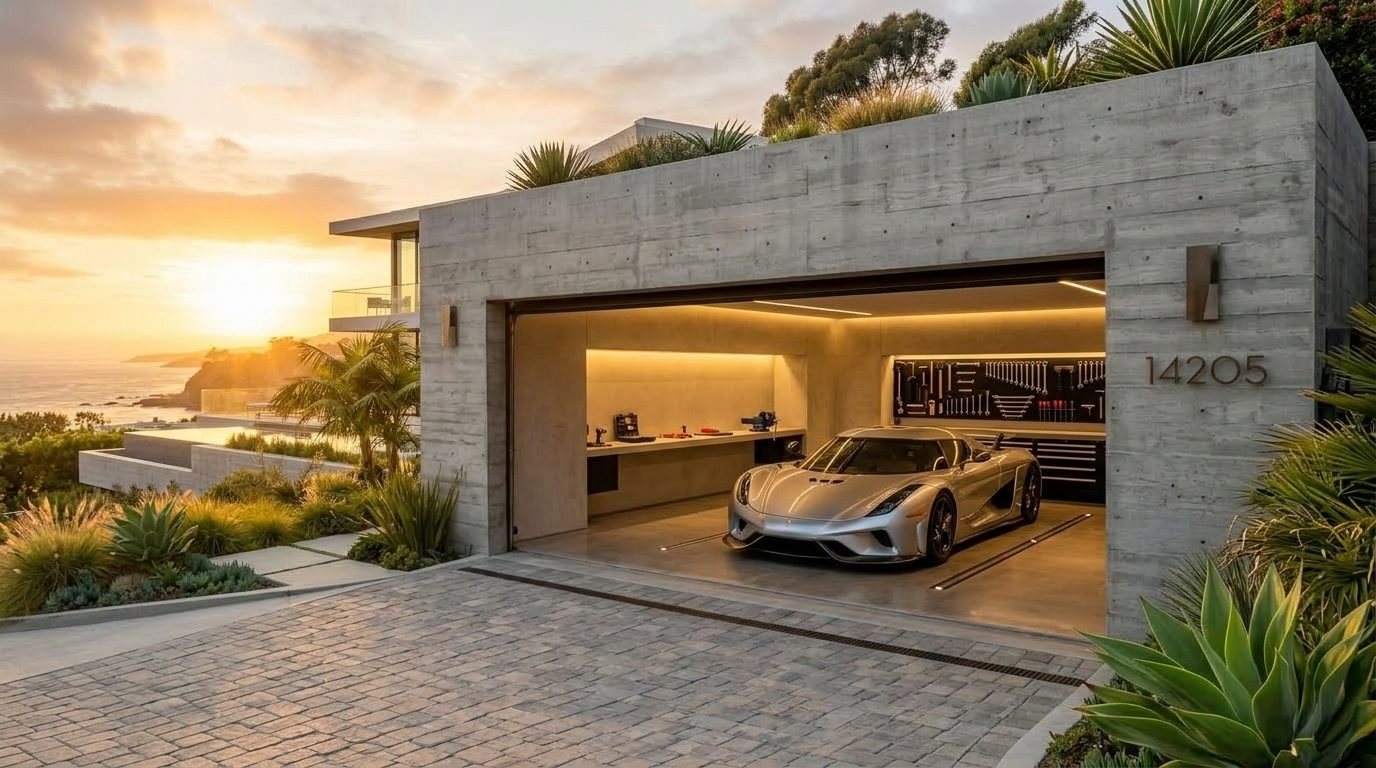 Sleiman Master Garage Door Overhead Garage Door Gliding Open in Finn Hill, WA